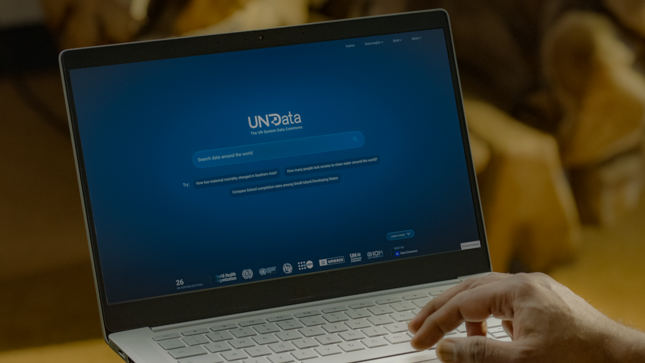 Interface officielle UN System Data Commons présentant des statistiques mondiales