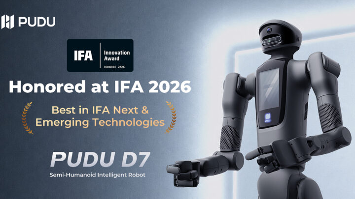 Robot semi-humanoïde PUDU D7 à deux bras présenté à l’IFA 2026