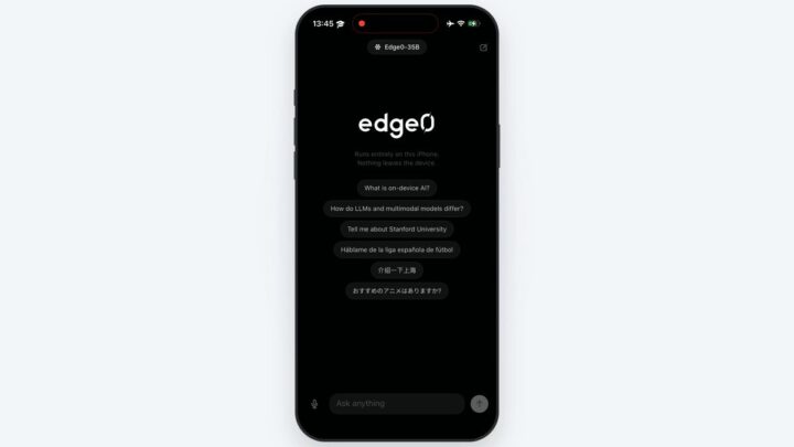 Démonstration du modèle Edge0 de 35 milliards de paramètres fonctionnant localement sur un iPhone