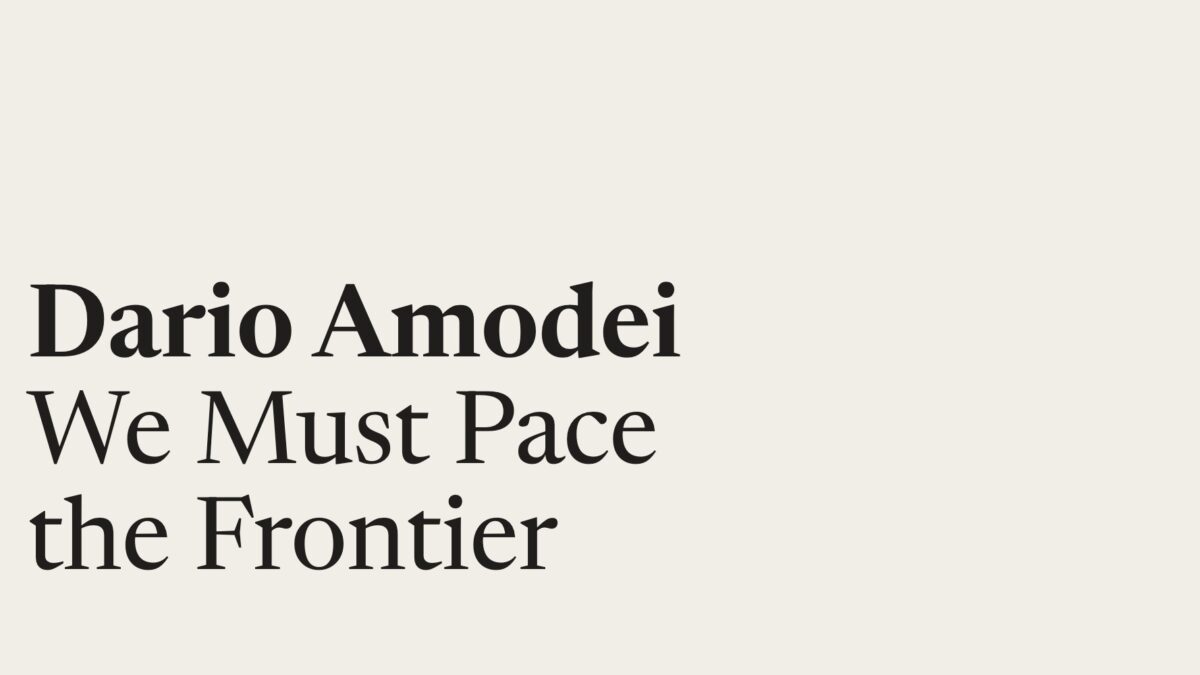 Visuel officiel de l’essai We Must Pace the Frontier de Dario Amodei