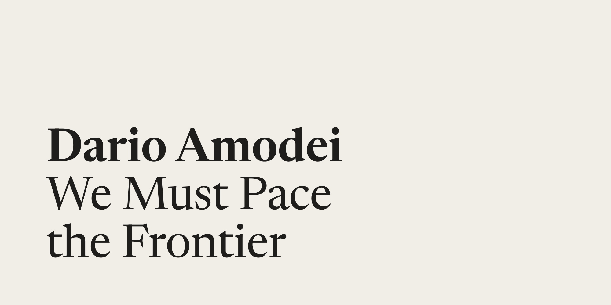 Visuel officiel de l’essai We Must Pace the Frontier de Dario Amodei