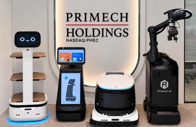 Flotte de robots de service coordonnée par la plateforme Primech Vision à Singapour