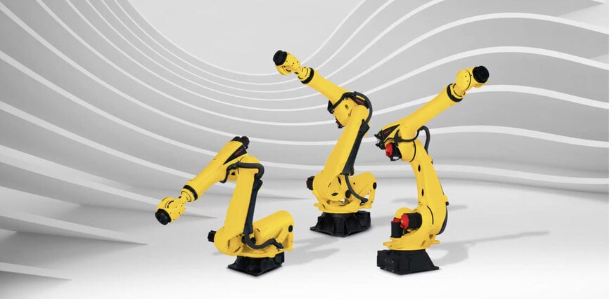 Robot industriel FANUC de la série R-2000/E dans une cellule automatisée