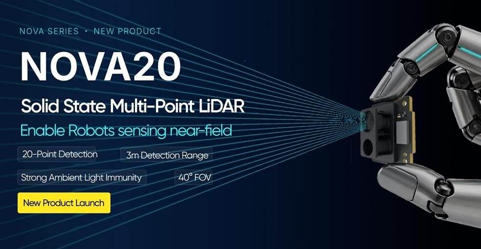 Capteur lidar de proximité Benewake NOVA20 destiné aux robots incarnés