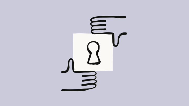 Illustration Anthropic d’une main, d’un cadenas et d’une clé pour la sécurité informatique