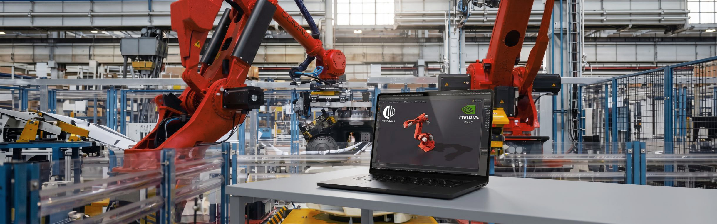 Robot industriel Comau présenté avec les technologies de simulation NVIDIA Isaac