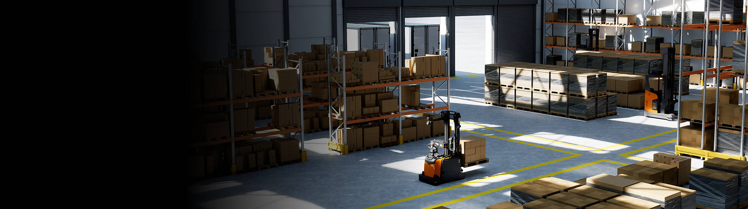 Chariot autonome Toyota Material Handling dans un environnement industriel simulé