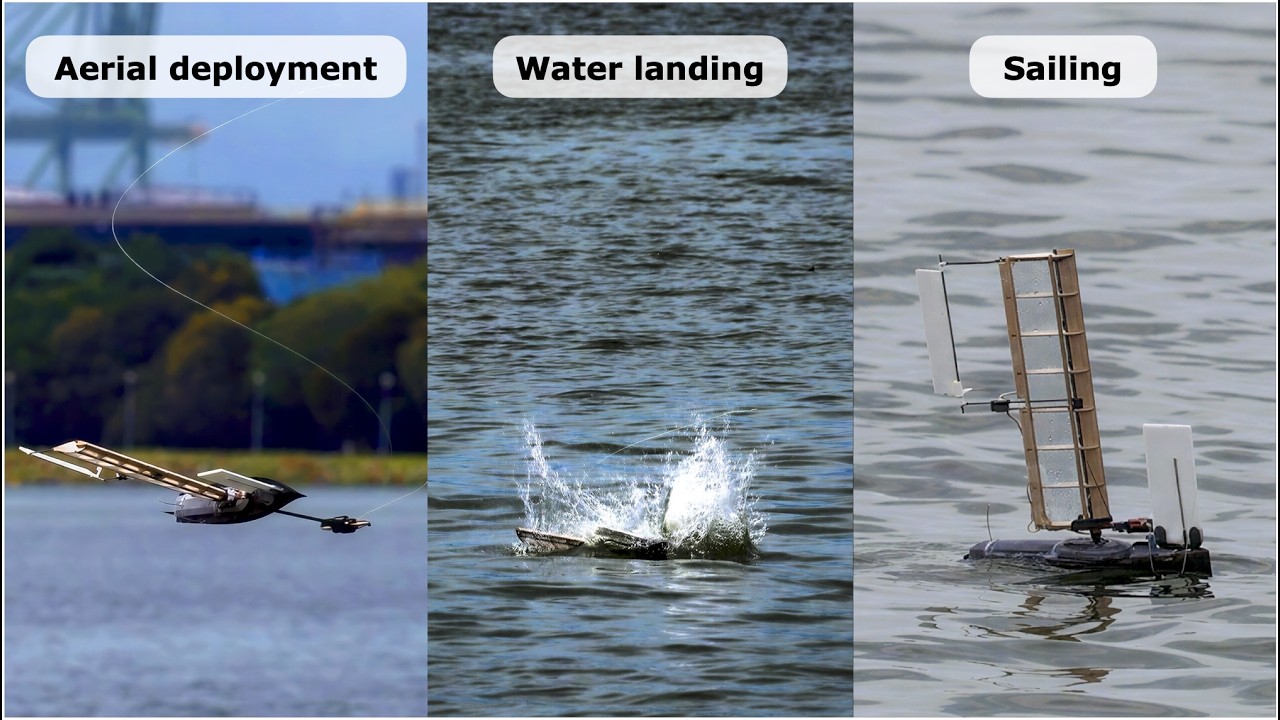 Robot ALBATROSS en autorotation avant son amerrissage