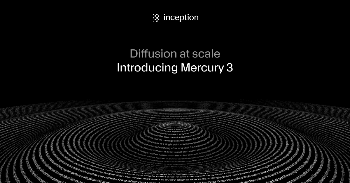 Visuel officiel de lancement du modèle de langage Mercury 3 par Inception