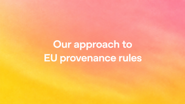 Illustration abstraite orange et rose publiée par OpenAI pour son annonce sur la provenance des textes